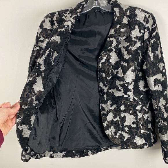 Lafayette 148 Womens Abstract Camo Wool Blend Blazer Jacket Size 10 Metallic - Picture 9 of 13